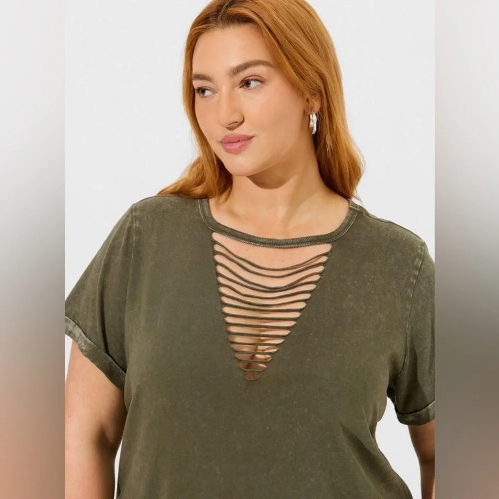 Torrid Mini Jersey Destructed Front T-Shirt Dress